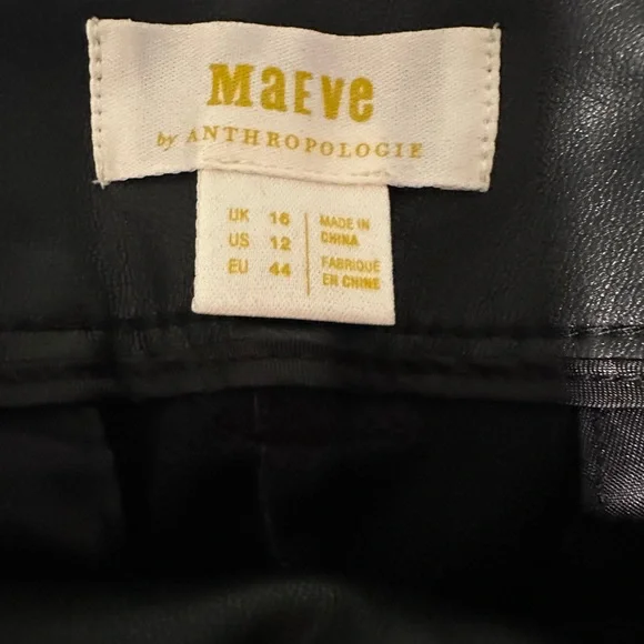 Anthropologie Maeve Black Faux Leather Trousers - Picture 2 of 4